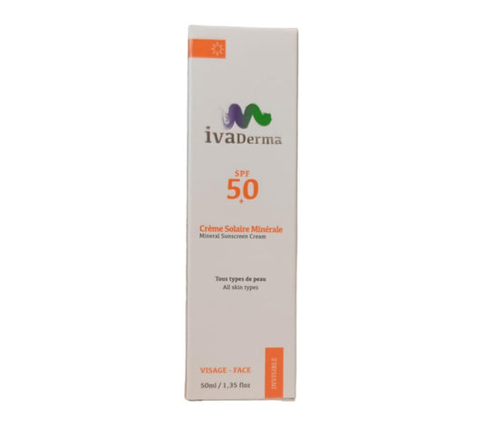 Ivaderma Crème Solaire Minérale SPF50+ Invisible 50ml