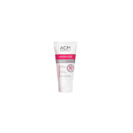 ACM Dépiwhite.S SPF 50+ Soin Photoprotecteur Éclaircissant 50ml flacon souple blanc avec bouchon clips