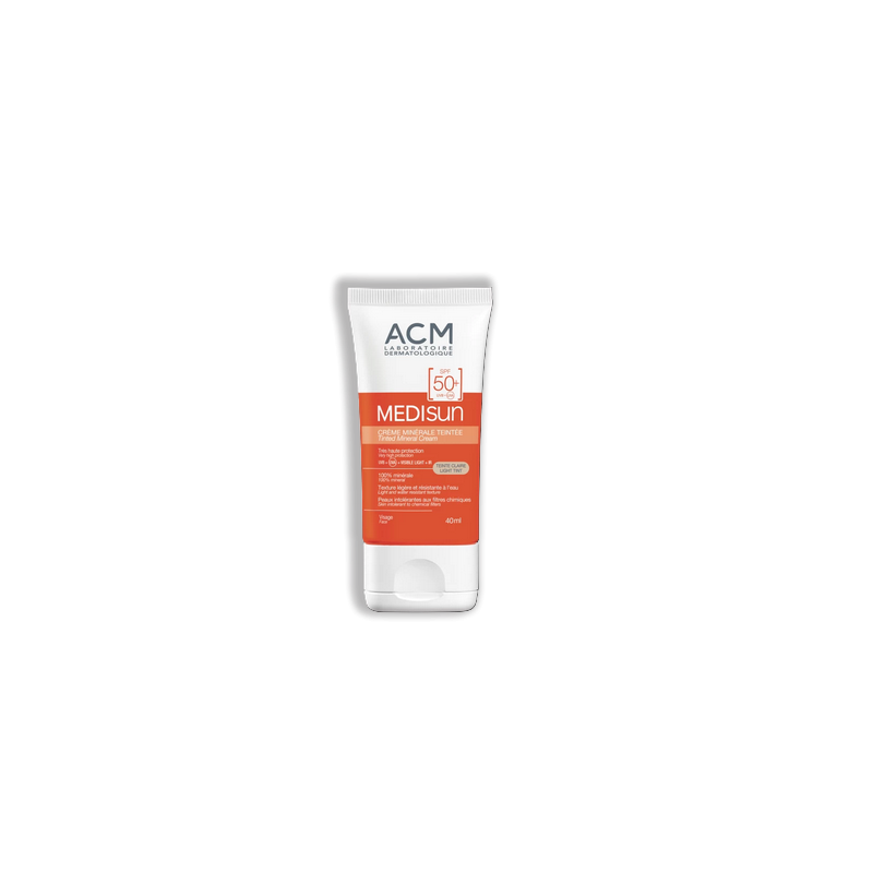 ACM Medisun Crème Minérale Teintée SPF 50+ Teinte Claire 40ml tube souple blanc et orange