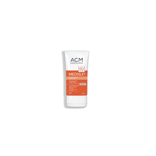 ACM Medisun Crème Teintée SPF 50+ Teinte Claire 40ml tube plastic blanc et orange