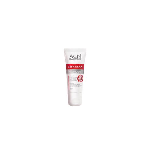 ACM Sébionex.K Crème Kératorégulatrice 40ml flacon rouge et blanc avec bouchon clips