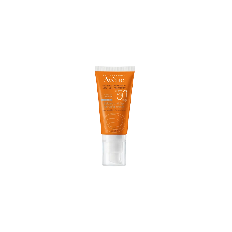 Avène Solaire Anti-âge SPF 50+ 50ml tube orange avec bouchon spray