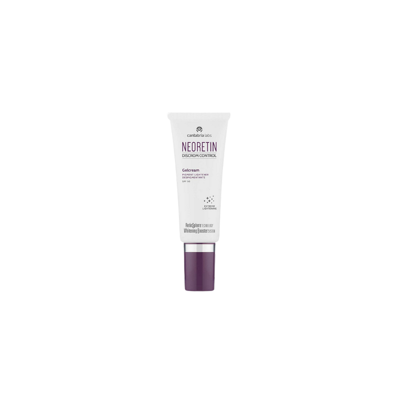 Cantabria Labs Neoretin Discrom Control Gelcream SPF 50 40ml tube souple blanc avec bouchon vis violet