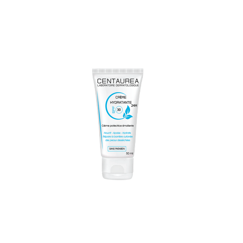 Centaurea Crème Hydratante SPF 30+ 50ml tube souple blanc avec bouchon clips