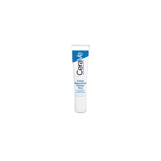 Cerave Crème Réparatrice Contour des Yeux 14ml flacon souple blanc et bleu avec bouchon clips