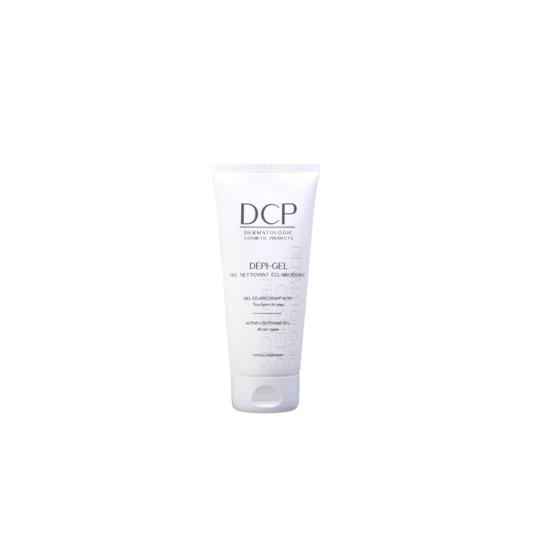 DCP Dépi-gel Gel Nettoyant Éclaircissant 200ml, tube blanc avec bouchon clips