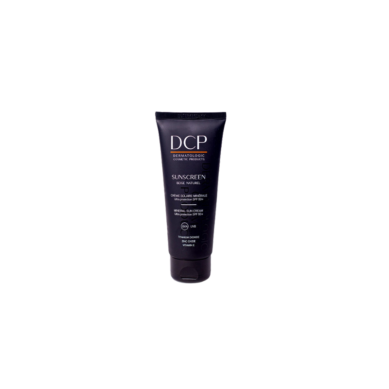 DCP Sunscreen Beige Naturel SPF 50+ Crème Solaire Minérale 100ml tube noir souple avec bouchon clips