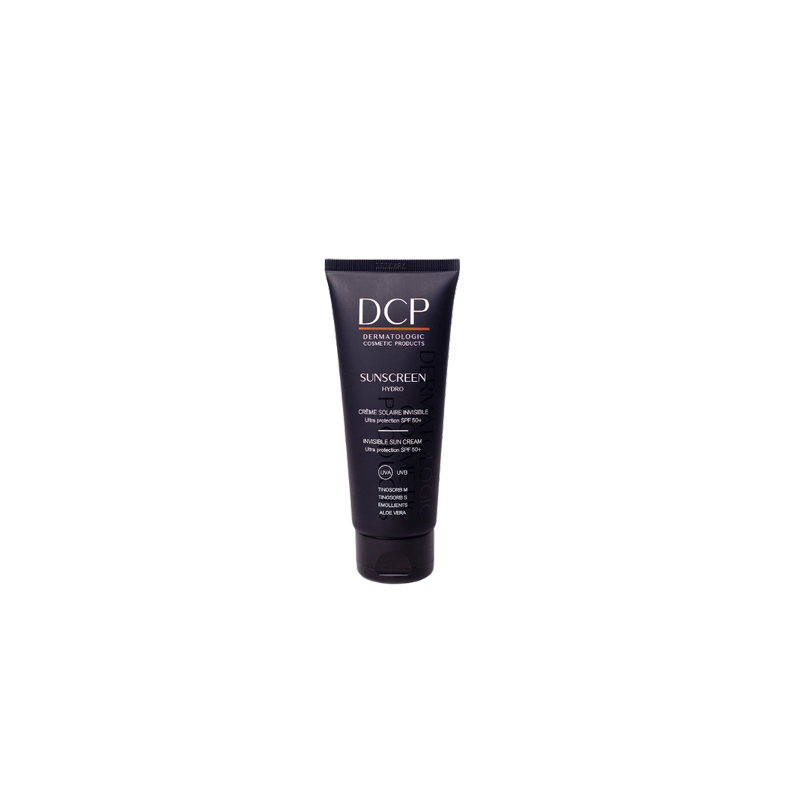 DCP Sunscreen Hydro SPF 50+ Crème Solaire Invisible 100ml tube souple noir avec bouchon clips