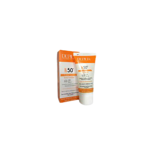 Depilia Ecran teinté SPF 50+ 40ml tube blanc et orange avec bouchon clips