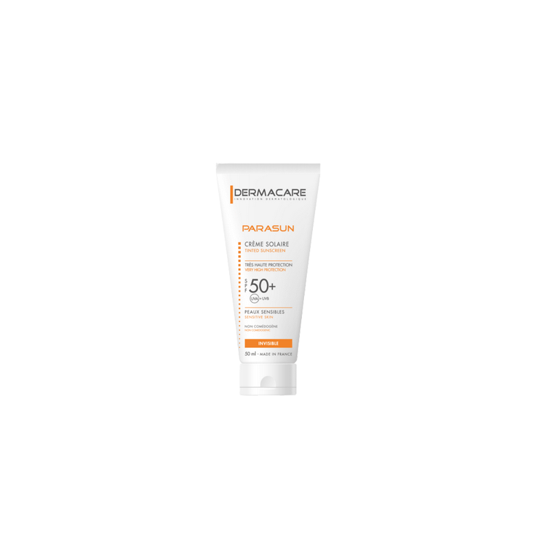 Dermacare Parasun Crème Solaire SPF 50+ Invisible 50ml tube blanc souple avec bouchon clips