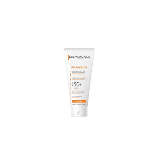 Dermacare Parasun Crème Solaire SPF 50+ Invisible 50ml tube blanc souple avec bouchon clips