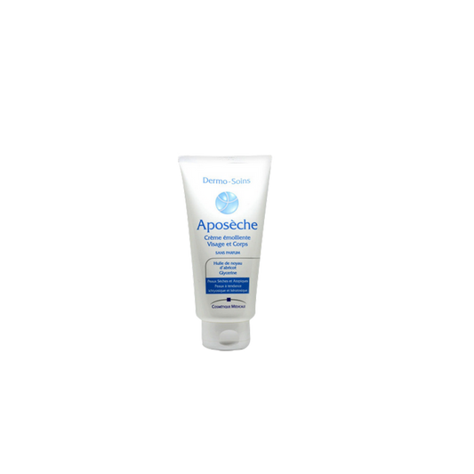 Dermo-Soins Aposèche Crème Émolliente 250ml tube bleu ciel et blanc avec bouchon clips