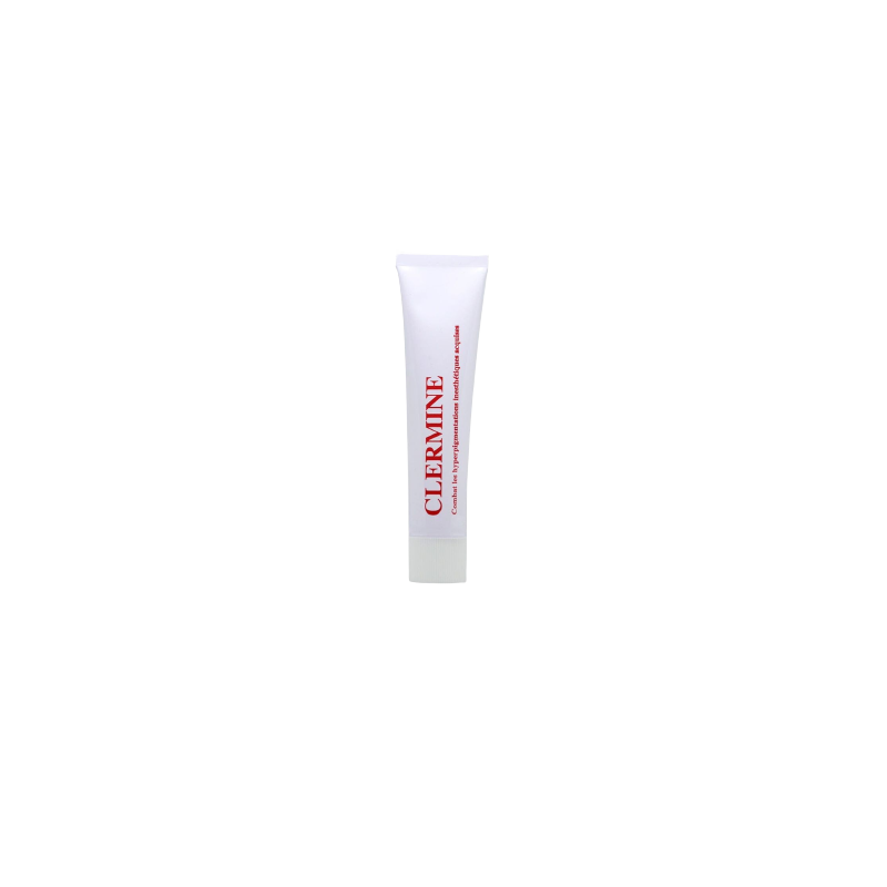 Dermo-Soins Clermine Crème Rénovatrice et Éclaircissante 30g, tube blanc avec bouchon à vis