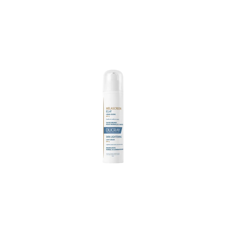 Ducray Melascreen Éclat Crème Légère SPF 15 40ml flacon blanc avec capuchon transparent