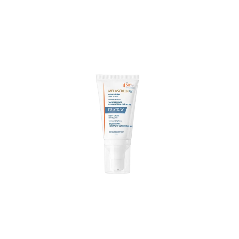 Ducray Melascreen UV Crème Légère SPF 50+ 40ml tube souple blanc avec bouchon spray