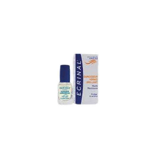 Ecrinal Vernis Brillant Durcisseur 10 ml flacon transparent avec bouchon vis bleu