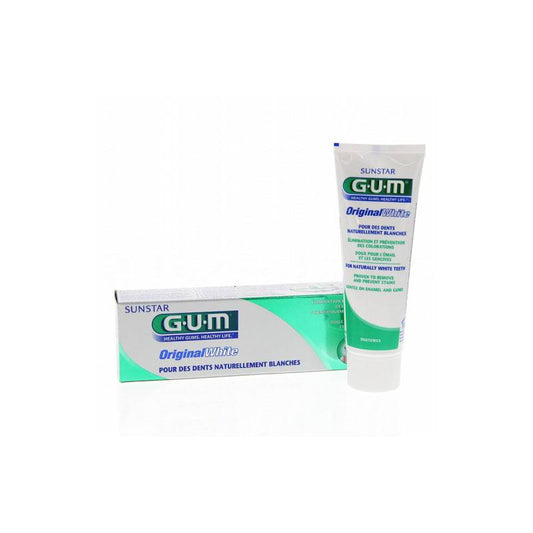 GUM DENTIFRICE ORIGINAL WHITE 75ML tube blanc souple avec bouchon clips