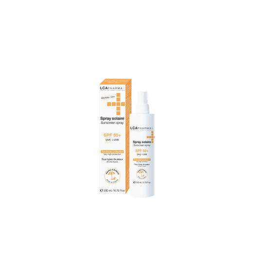 LCA Pharma Spray Solaire SPF 50+ 200ml flacon blanc avec système spray