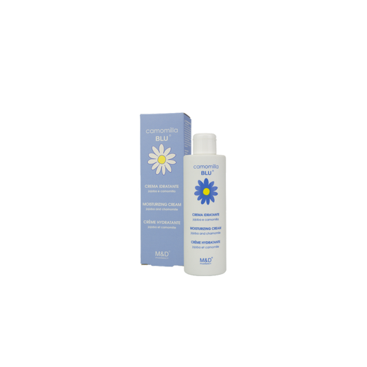 M&D Camomilla Blu Crème Hydratante Jojoba et Camomille 180ml flacon bleu ciel en plastique