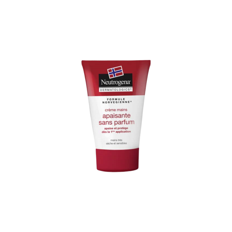 Neutrogena Crème Mains Apaisante Sans Parfum 50ml tube souple de couleur rouge