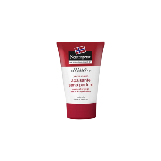 Neutrogena Crème Mains Apaisante Sans Parfum 50ml tube souple de couleur rouge