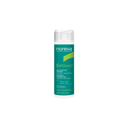 Noreva Exfoliac Gel Mousant Intensif 200ml flacon vert 