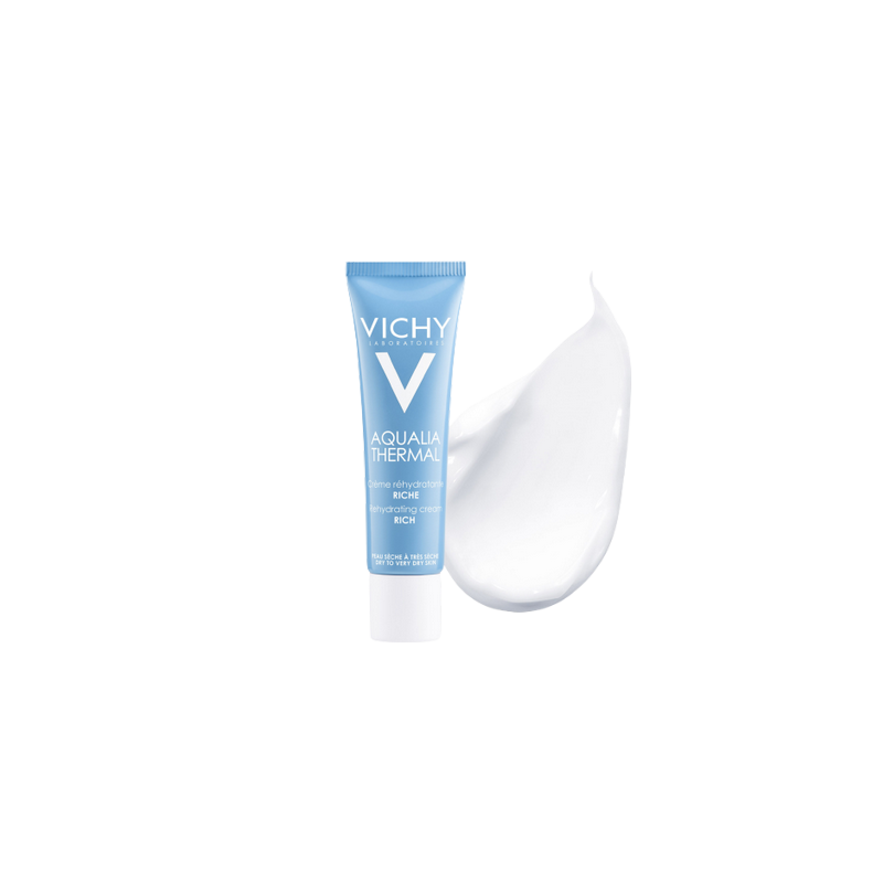 Vichy Aqualia Thermal Crème Réhydratante Riche 30ml, tube transparent avec bouchon à vis blanc